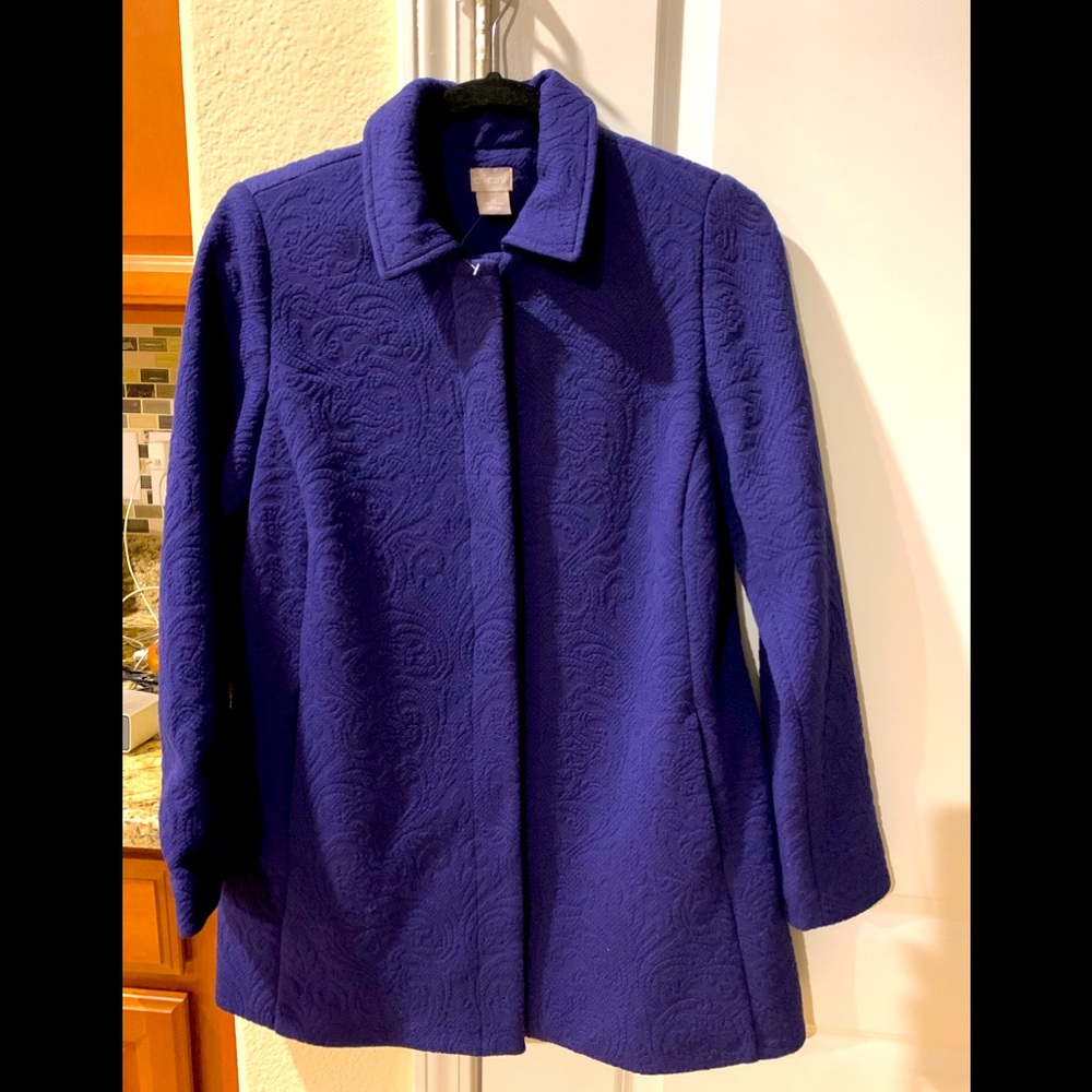 Chicos royal blue size swing lined S jacket NWOT